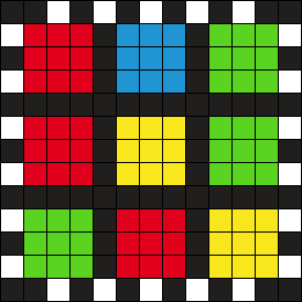 Rubix Cube Unsolved Face 1 Perler Bead Pattern | Bead Sprites | Misc ...