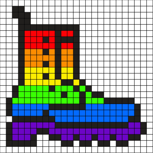 Rainbow Combat Boot Perler Bead Pattern | Bead Sprites | Misc Fuse Bead ...