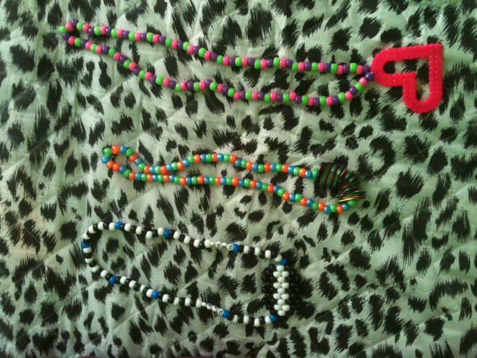 Perler Heart, Monster Can Tabs, and Oreo necklace