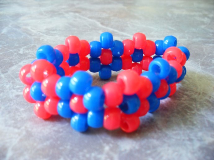 kandi flower cuff blue/pink by brebe8 Kandi Photos on Kandi Patterns