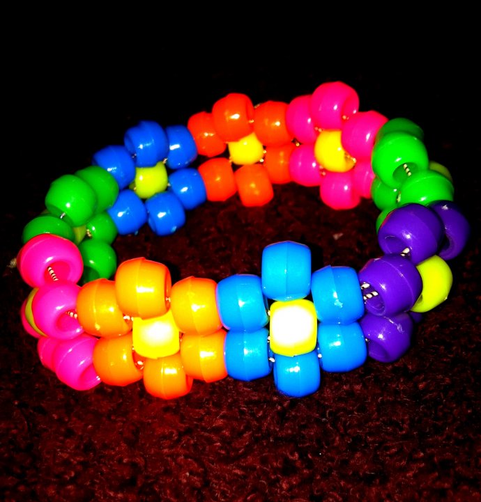 Neon Hippie Flowers Kandi Bracelet by KandiQueenBoutique Kandi Photos