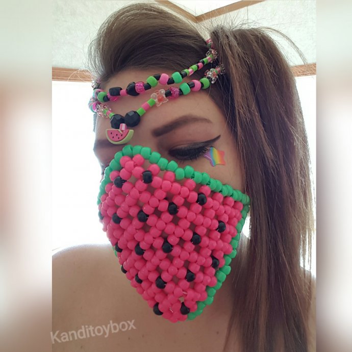 Watermelon goddess kandi mask by KandiToYBoX Kandi Photos on Kandi