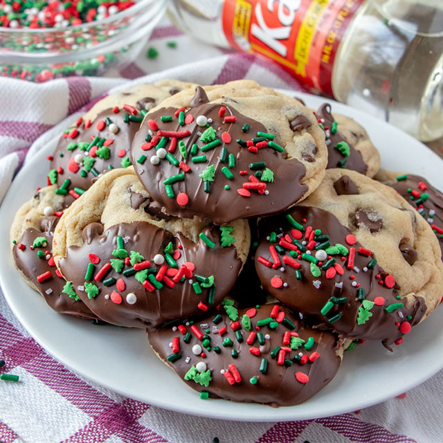 Chocolate Dipped Chewy Chocolate Chip Cookies Karo