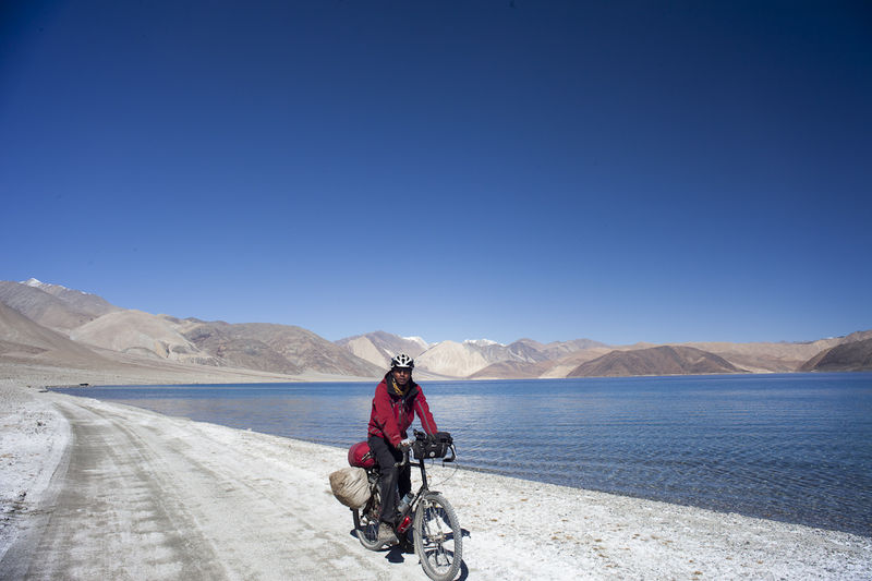 Cycling around the Pangong Lake in Ladakh