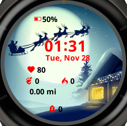 Santa Claus and reindeer flying