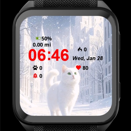 White Cat Walking Through Snowy