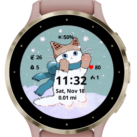 Cat play with snowflakes