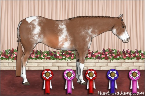 Horse Color: White Spotted Liver Chestnut Tobiano 