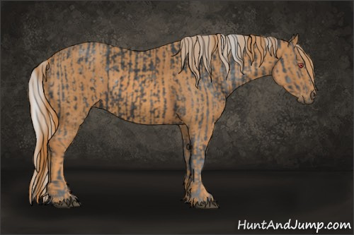 Horse Color: Silver Brown Chinchilla Splash Tobiano Frame  Brindle
