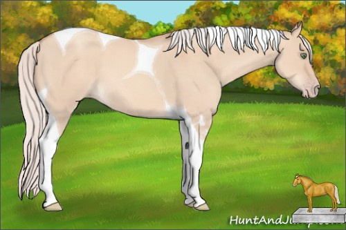 Horse Color: Silver Amber Champagne Dun Tobiano 