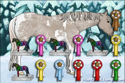 Horse Color: Silver Grullo Ice Tobiano 