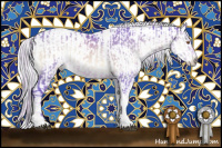 Horse Color:Watercolor White Spotted Silver Brown Chinchilla Onyx Tobiano Brindle  and Watercolor White Spotted Silver Bay Chinchilla Onyx Splash Tobiano Appaloosa Brindle 
