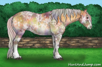 Horse Color:Nacre Silver Bay Ice Onyx Sabino Rabicano and Nacre Silver Buckskin Ice Onyx Sabino Rabicano