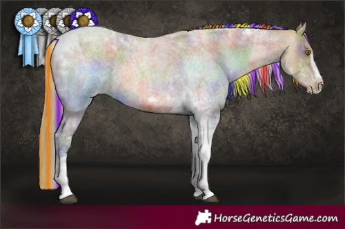 Horse Color:Painted Nacre Liver Red Roan Pearl Tobiano Frame 