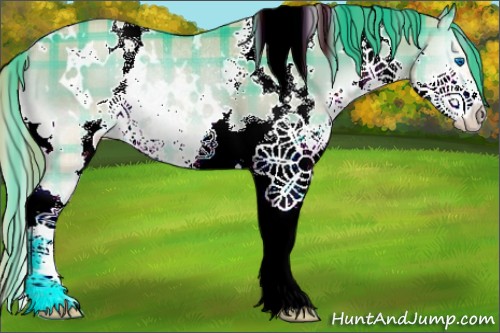 Horse Color:Watercolor Plaid White Spotted Red Onyx Splash