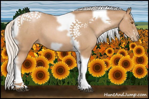 Horse Color:Silver Blue Roan Pearl Tobiano Frame 