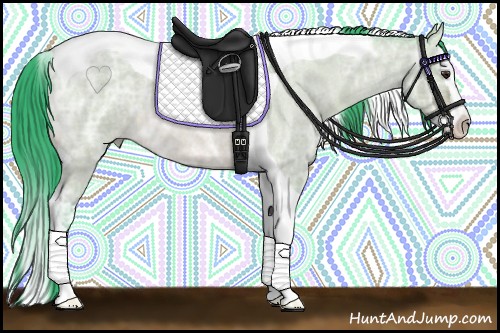 Horse Color:Watercolor Bay Ice Roan Dun Splash Tobiano 