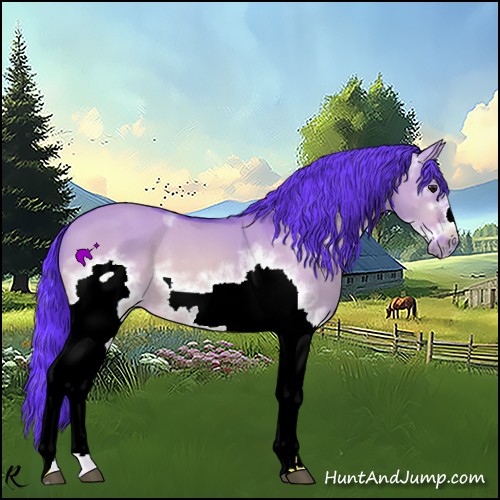 Horse Color:Watercolor White Spotted Bay Dun Frame 