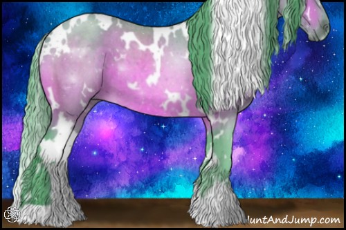 Horse Color:Watercolor White Spotted Chocolate Brown Roan 