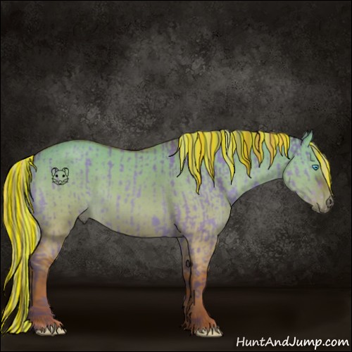 Horse Color:Painted Sable Champagne Roan Dun  and Painted Silver Bay Roan Dun 