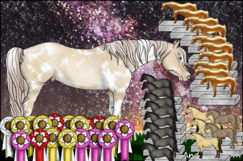 Horse Color:White Spotted Chocolate Palomino Pearl Dun