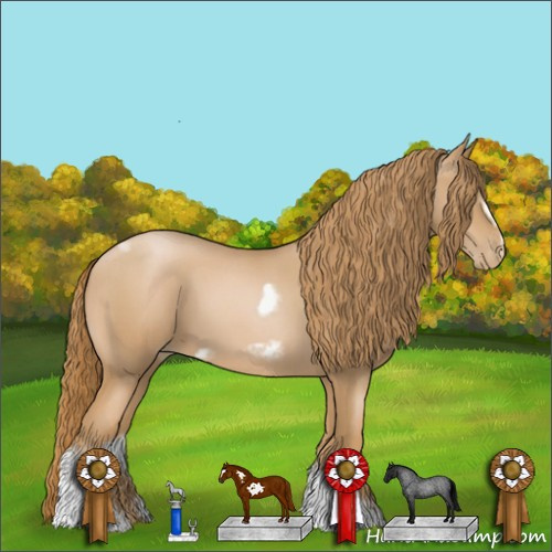 Horse Color:Red Roan Pearl Tobiano Frame