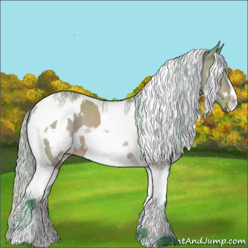 Horse Color:Watercolor White Spotted Silver Brown Dun Tobiano 