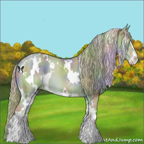 Horse Color:Nacre Watercolor White Spotted Chestnut Sabino 
