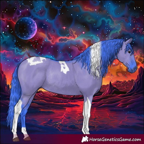 Horse Color:Watercolor Grullo Tobiano Rabicano