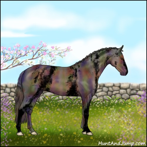 Horse Color:Void Nacre White Spotted Liver Chestnut 