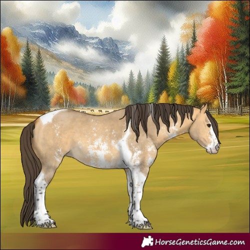 Horse Color:Buckskin Dun Sabino Tobiano 