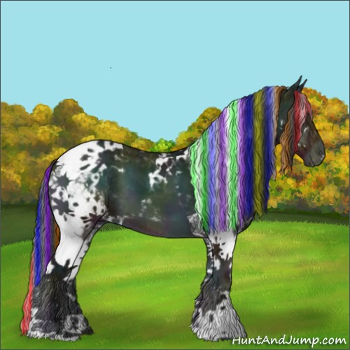 Horse Color:Painted Midnight Bay Ice Onyx Tobiano Varnish 