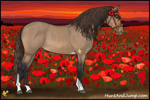 Horse Color:Bay Dun Tobiano Varnish Rabicano