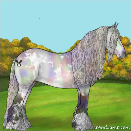 Horse Color:Nacre White Spotted Silver Bay Chinchilla