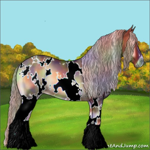Horse Color:Nacre White Spotted Chocolate Silver Bay Onyx 