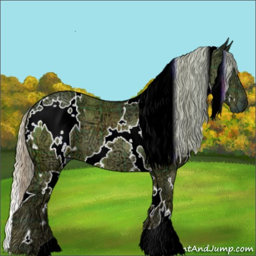 Horse Color:Watercolor Plaid  White Spotted Silver Bay Ice 