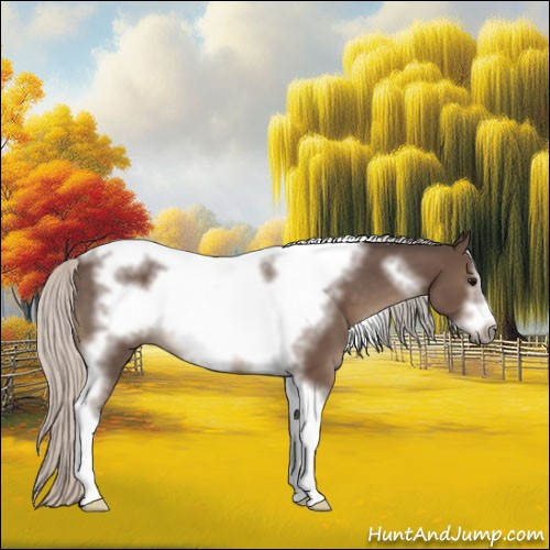 Horse Color:Silver Black Sabino Tobiano Frame 