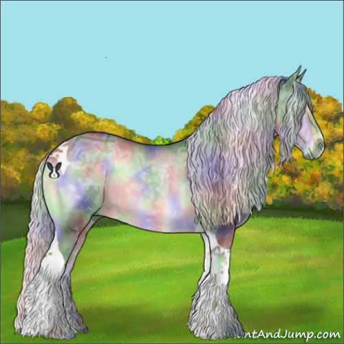 Horse Color:Nacre Silver Blue Onyx Chinchilla Ice Tobiano 