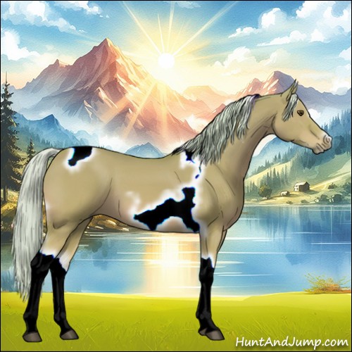 Horse Color:Watercolor Silver Bay Dun Tobiano Frame