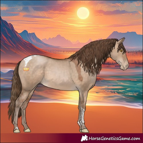 Horse Color:Brown Pearl Dun Tobiano Rabicano 