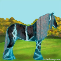 Horse Color:Void Thunderstruck Watercolor Midnight Chestnut Ice Tobiano 