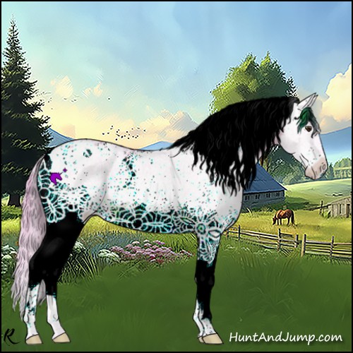 Horse Color:Watercolor White Spotted Red Dun Splash Rabicano 
