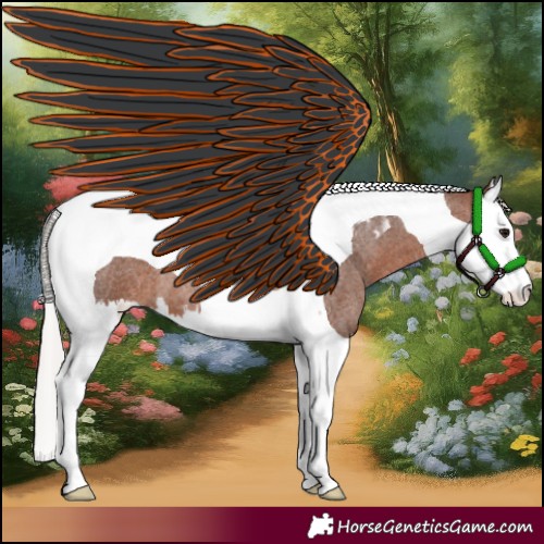 Horse Color:Silver Brown Roan Splash Tobiano 