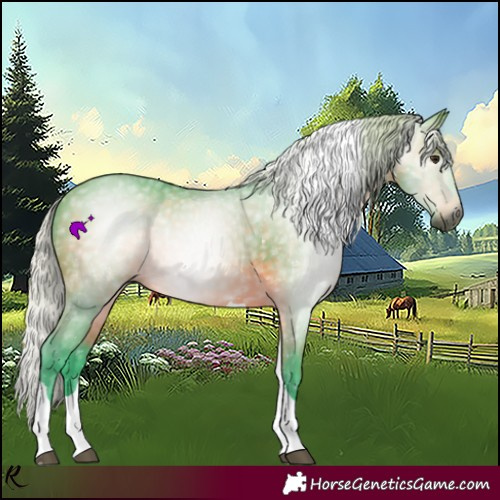 Horse Color:Gray Watercolor Silver Bay Tobiano