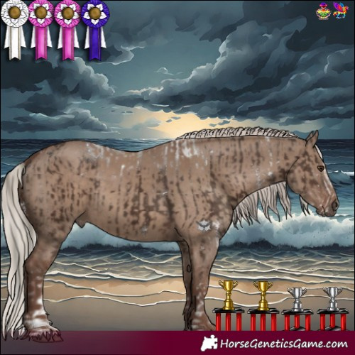 Horse Color:White Spotted Liver Chestnut Mushroom Splash and Silver Grullo