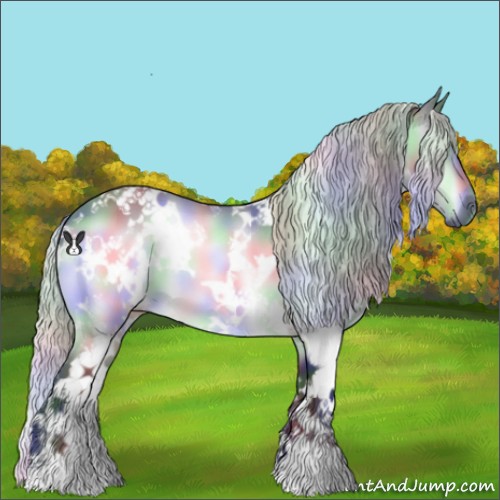 Horse Color:Nacre White Spotted Silver Bay Chinchilla 