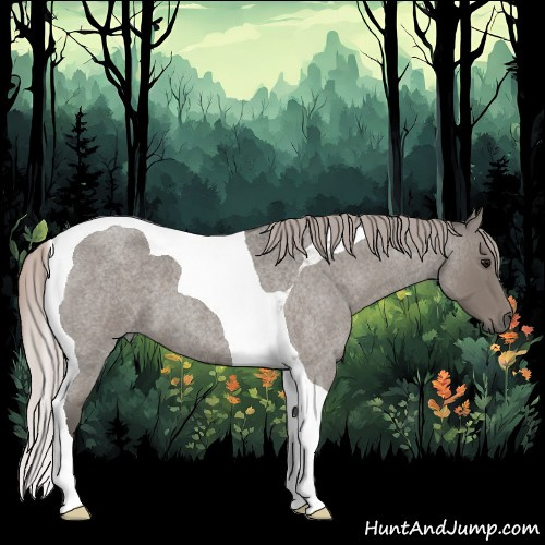 Horse Color:Silver Grullo Roan Tobiano 