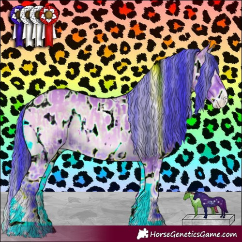 Horse Color:Watercolor Plaid Bay Roan Onyx Near Leopard and Watercolor Bay Onyx Leopard