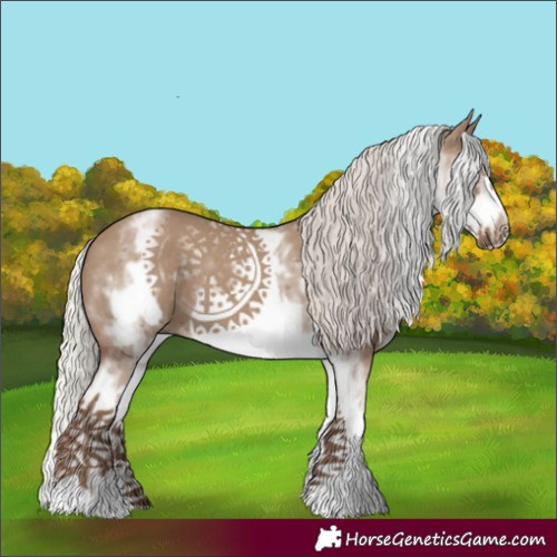 Horse Color:White Spotted Silver Grullo Frame