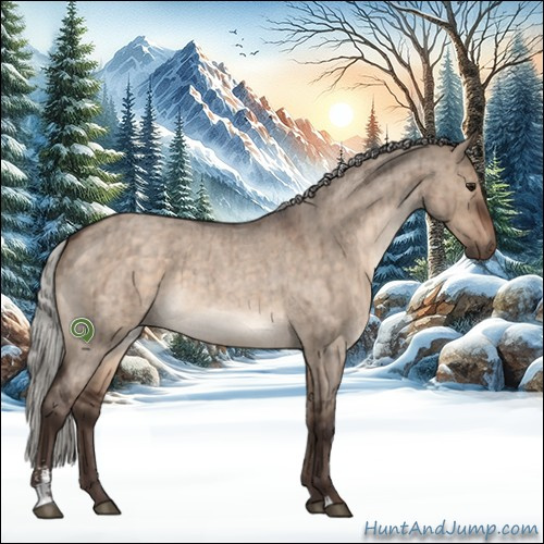 Horse Color:Silver Brown Roan Dun Sabino Brindle